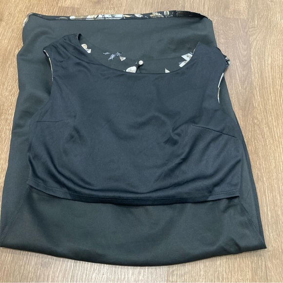 Black Silver and Gold Floral Print Sleeveless Sheath Dress Size Small Metallic - Picture 14 of 16